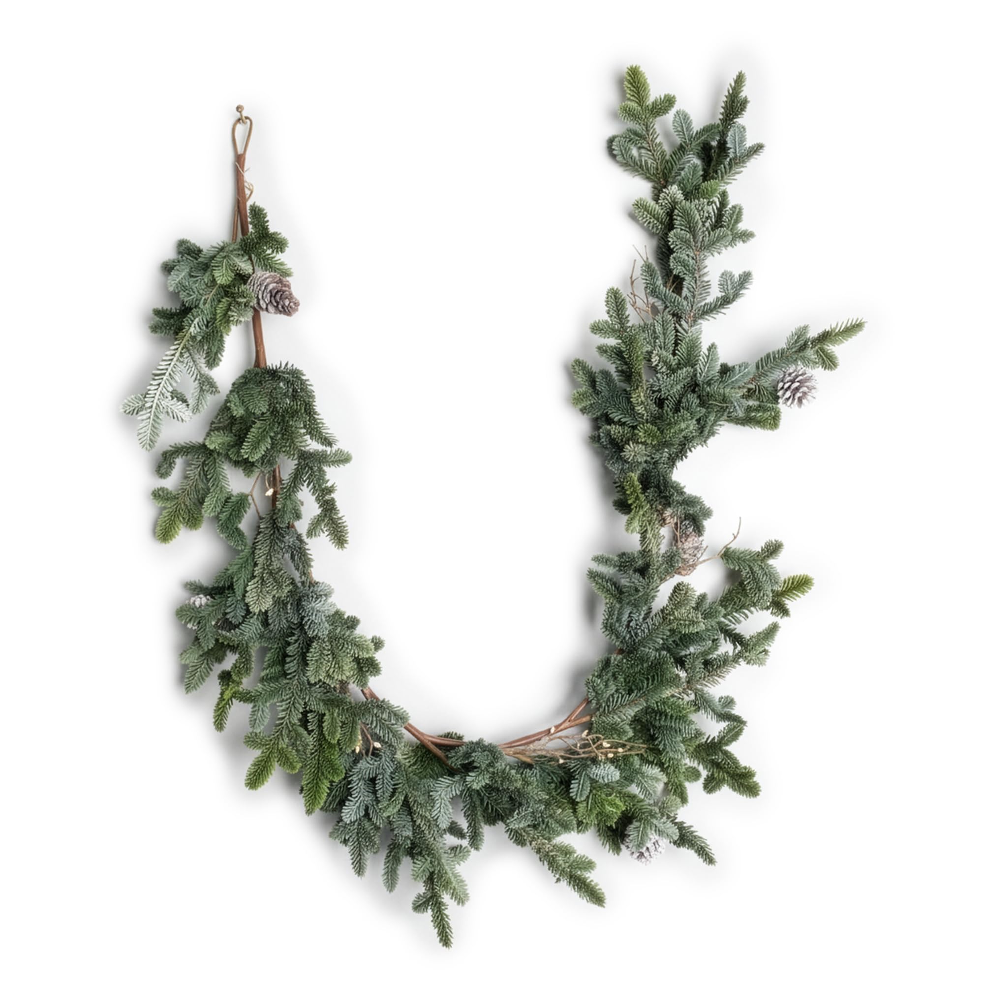 SHATCHI Cypress Pine Garland 180cm PE Material Garlands Cones Real Touch Garlands Fire-Resistant Christmas Decor Garland Bendable Wire Artificial Pine Decoration for Doors and Xmas Display