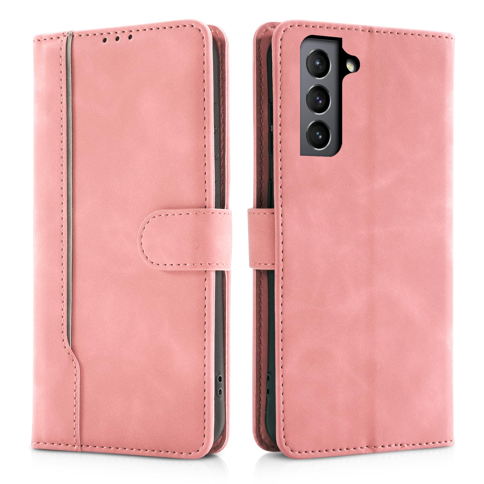 【CASAFUNY】Samsung Galaxy S22 ケース 手帳型 耐衝撃 PUレザー 携帯ケース ギャラクシーs22 ケース手帳型 ビジネス風 携帯カバー SC-51C SCG13 カバー おしゃれ 手帳ケース シンプル sc51c ケース お洒落 galaxys22ケース 軽量 スマホケース カードポケット マグネット開閉式 スタンド機能(6.1インチ)ピンク