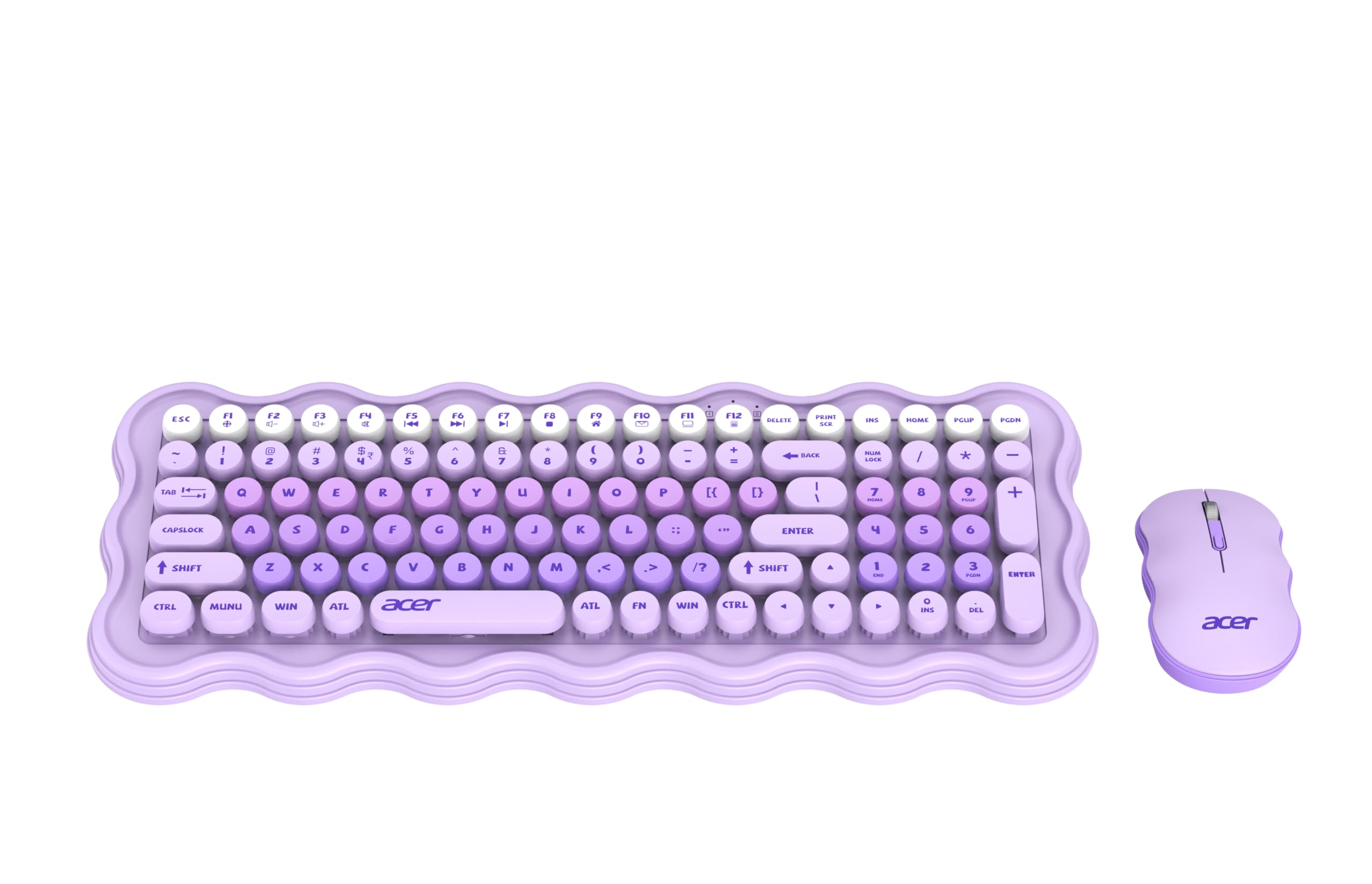 Acer PopGo Wireless Keyboard and Mouse Combo | 2.4GHz Wireless USB Receiver | Retro Round Keycaps Keyboard | 1200 DPI Optical Mouse | Plug & Play | Power Saving Design for PC, Laptop, Desktop | Purple — Amazon image 11