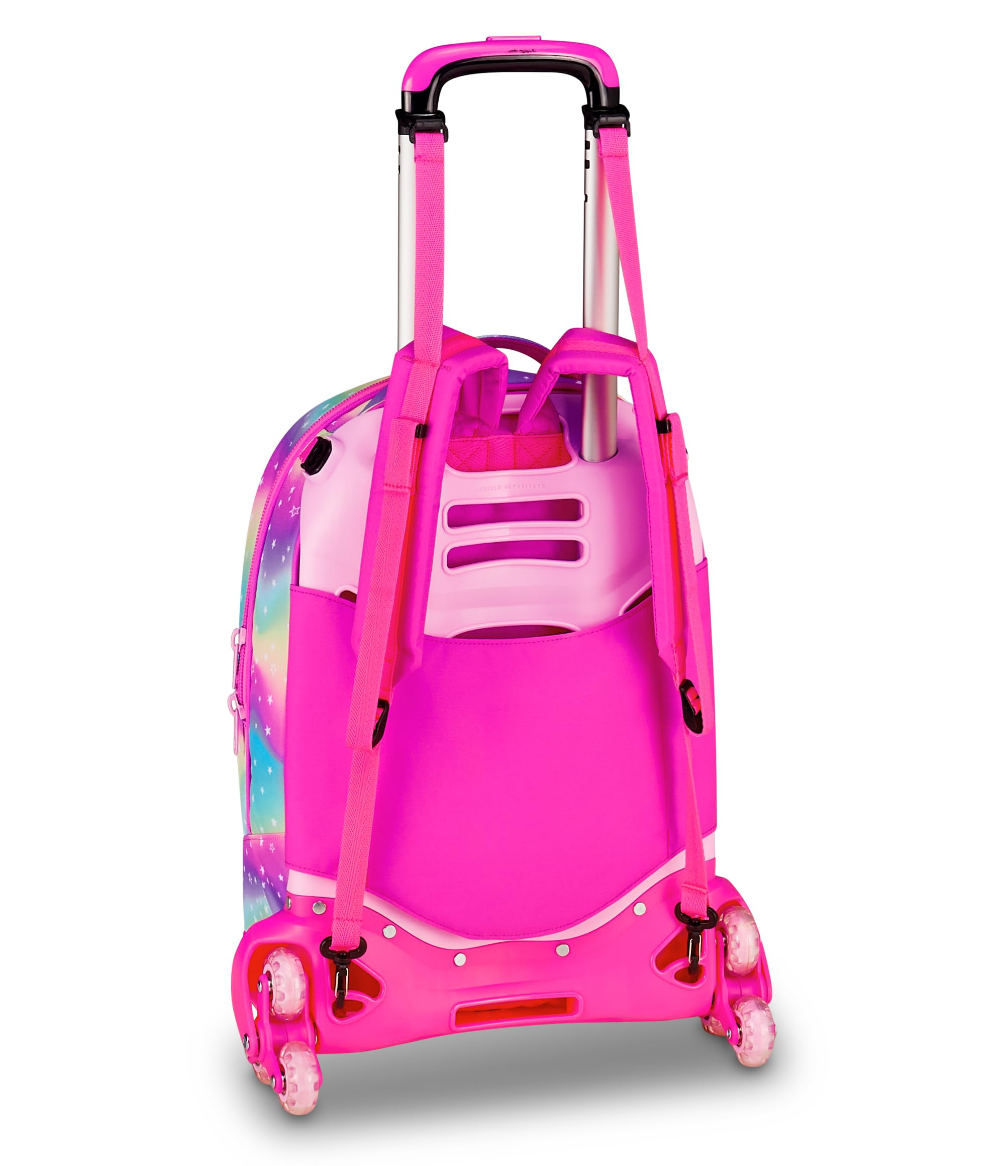 SJ GANG STYLE JAM GANG Trolley Jack 8 ruote SOFT POUCH GIRL, Multicolore, 34L, Scomponibile, Crossover System, 3 in 1, Spallacci a scomparsa, Tasca frontale con mini zaino, Scuola elementare, Bambina