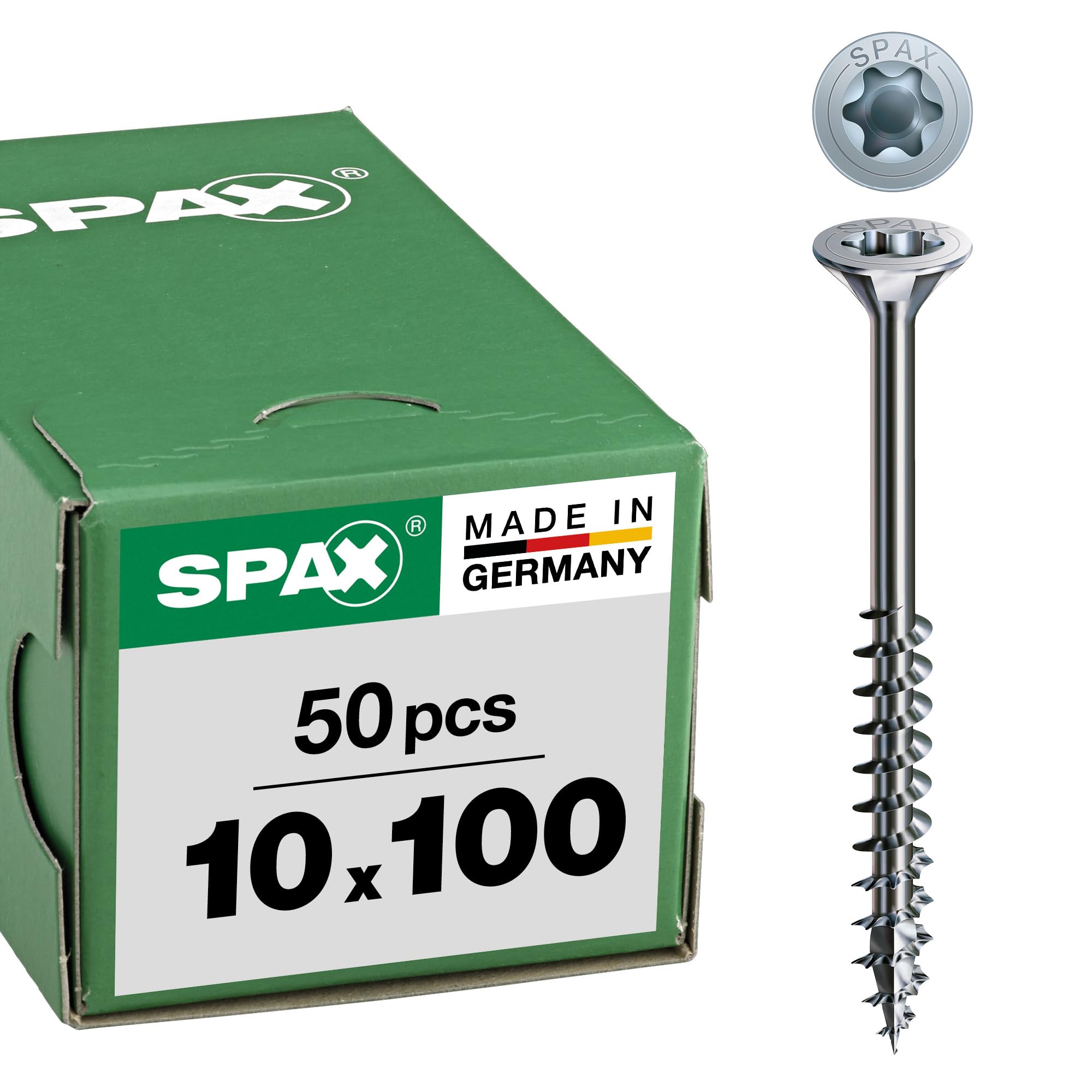 SPAX T-Star plus, countersunk head, partially threaded, 4Cut, Wirox A3J, 191011001005 wood screw, 10.0 x 100 mm, pack of 50