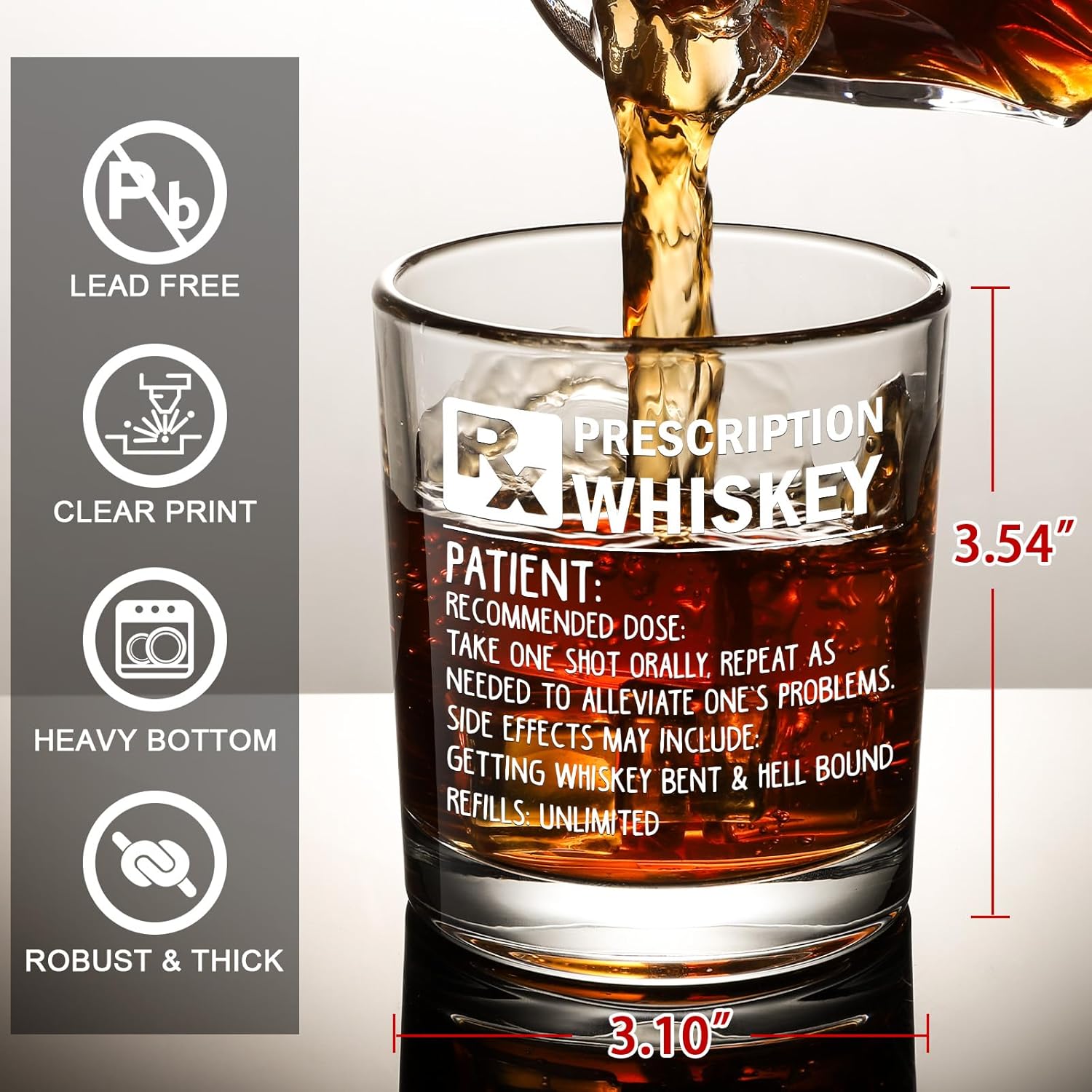 Prescription Whiskey Glass, Funny Rocks Glass & Bourbon Barrel Set for Brother Boyfriend Father Husband Coworker on Christmas & Birthday, White Elephant Cool Gag Gifts for Men - Image 3
