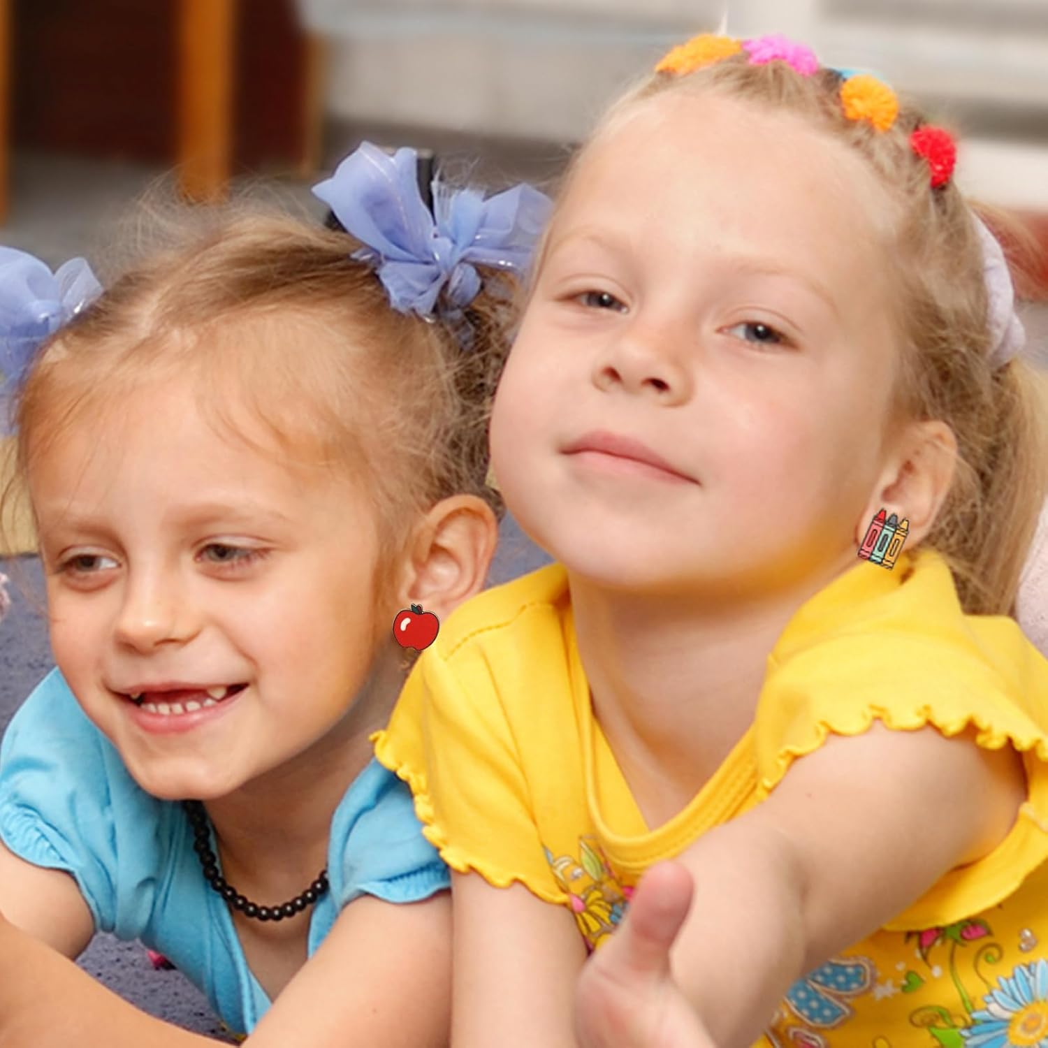 Whaline 8 Pairs Teacher Earring Studs School Bus Pencil Apple Owl Wood Earrings Cute Back to School Wooden Earrings for Women Girls First Day of School Party Jewelry Gift Accessories - Image 6