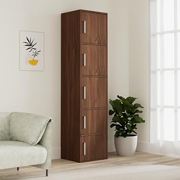 Amazon Brand - Solimo Altamore Engineered Wood 5 Tier Storage Cabinet (Walnut Finish)