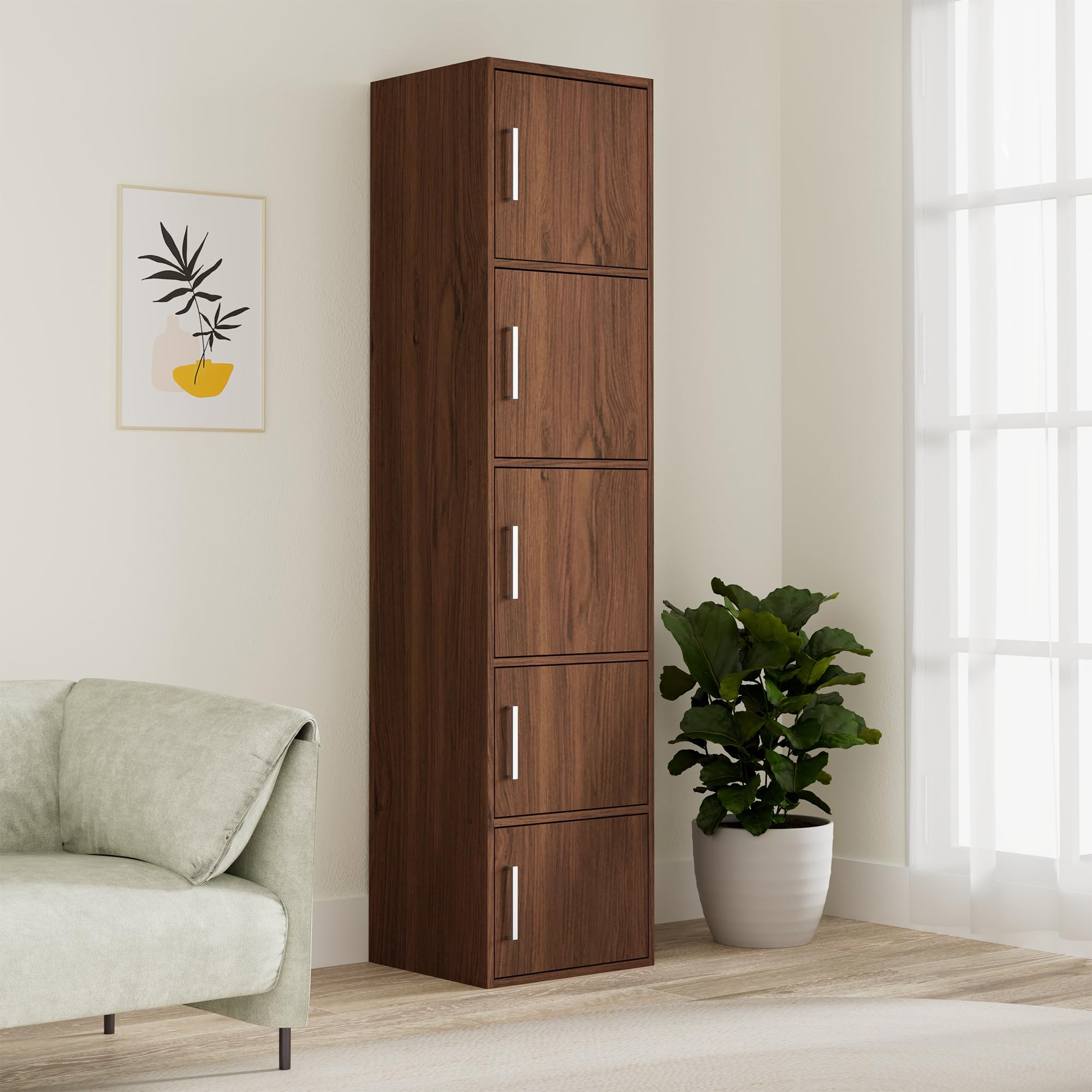 Amazon Brand - Solimo Altamore Engineered Wood 5 Tier Storage Cabinet (Walnut Finish)-image-35