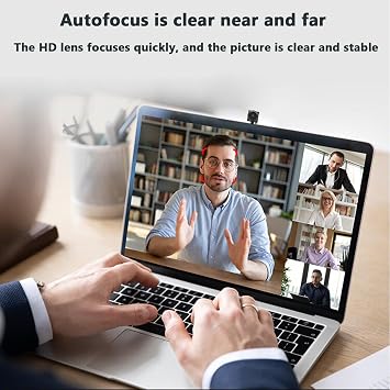 Webcam Eye Contact Computer Camera Center Cam with Mic 120° Wide Angle Mini USB Camera for Webcam Zoom/Skype/Team, Meeting/Calling/Gaming Laptop