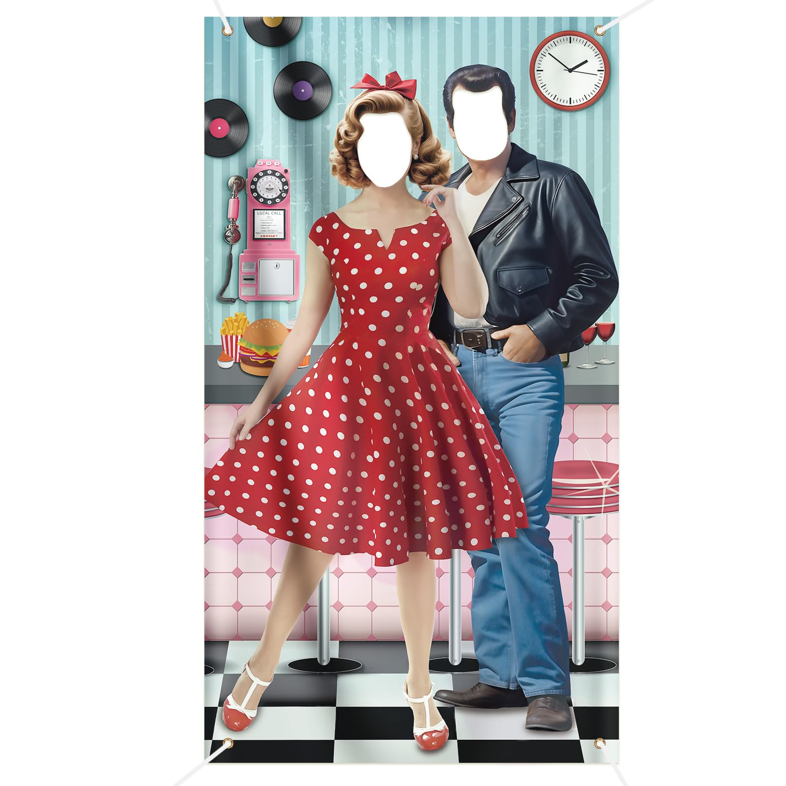 Foto Prop Tela de Fiesta Vintage 1950s Decoración Cumpleaños Fotomatón Fondo de Fotografía 180×100cm para Fiesta Hippie Cumpleaños