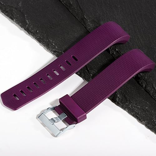 Miniatura 8 de Maledan Bandas de repuesto compatibles con Fitbit Charge 2, paquete de 3, pequeño, negro, azul, ciruela