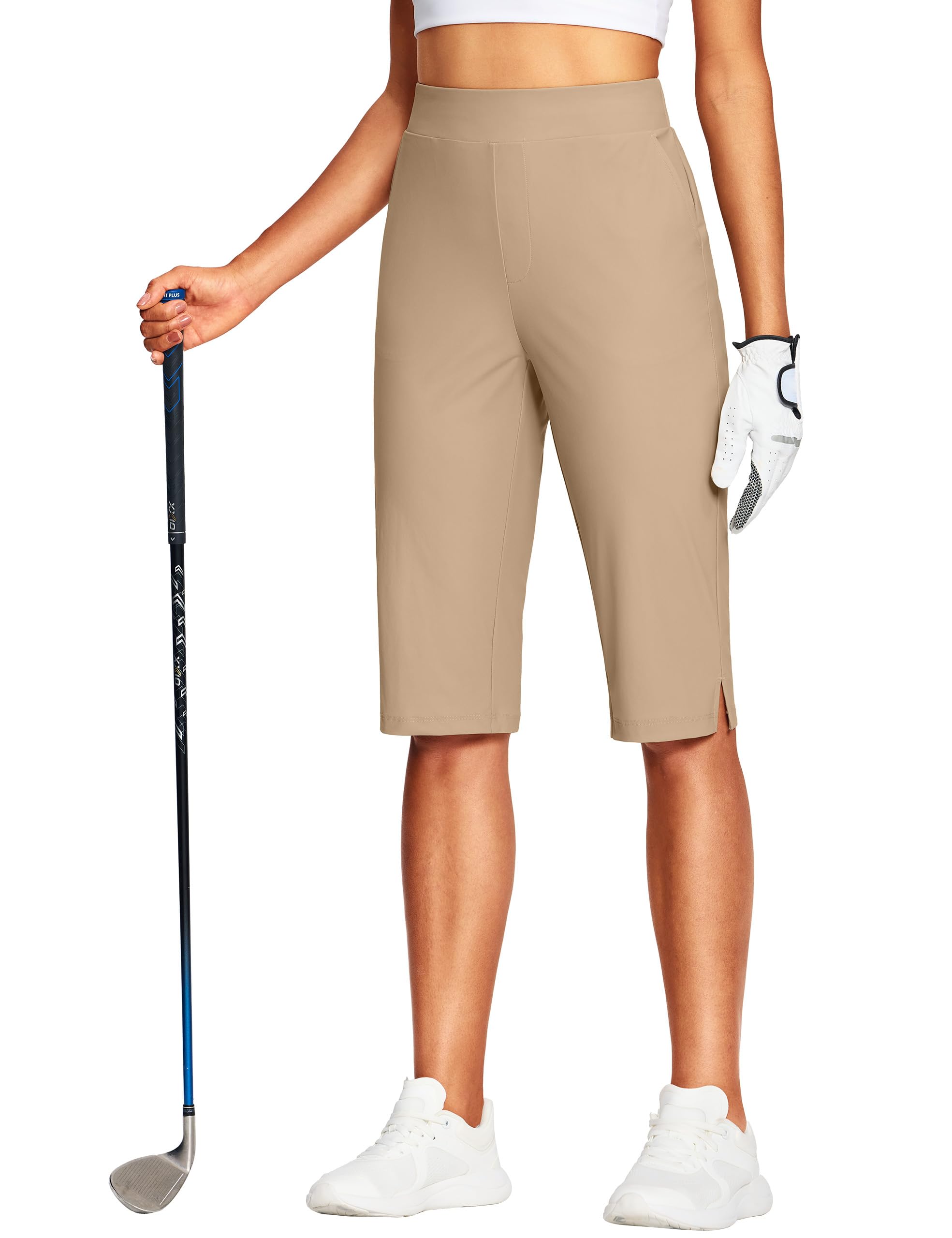 15 18 Capri Pants for Women Summer Golf Capris Pant Pull On Stretch with Pockets Work Casual Dressy
