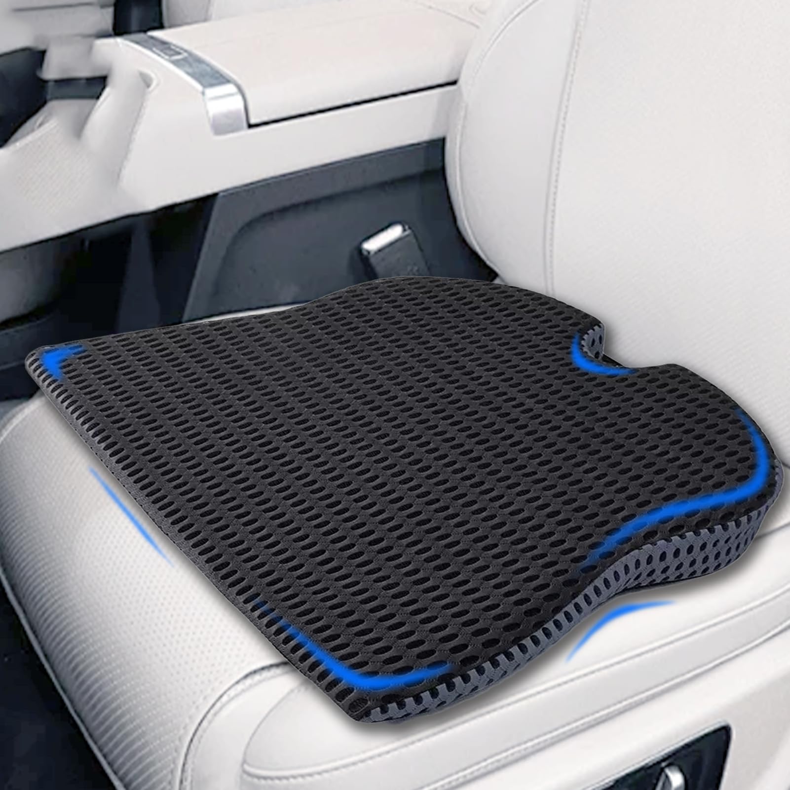 AZVFLY Car Wedge Seat Cushion Memory Foam Seat Pad 4D Mesh Breathable