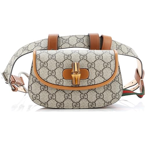Gucci, Pre-Loved Bamboo 1947 Belt Bag GG Coated Canvas Mini, Brown