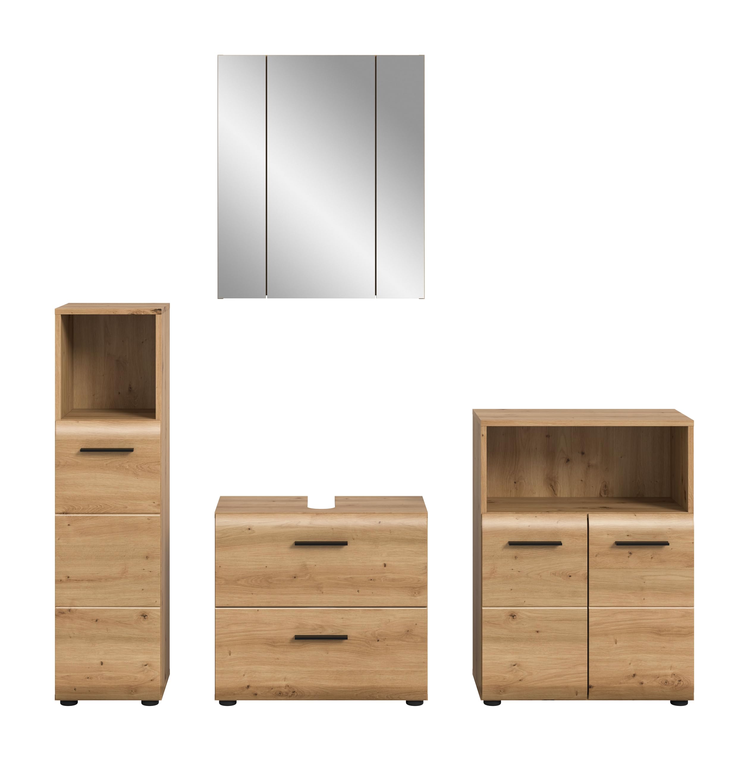 xonox.home – 4 TLG. Badkombination Ice 180x185x30 cm in Korpus und Front Artisan Oak Nachbildung – Moderne Badezimmermöbel Kombination – stilvoll – Bild 2