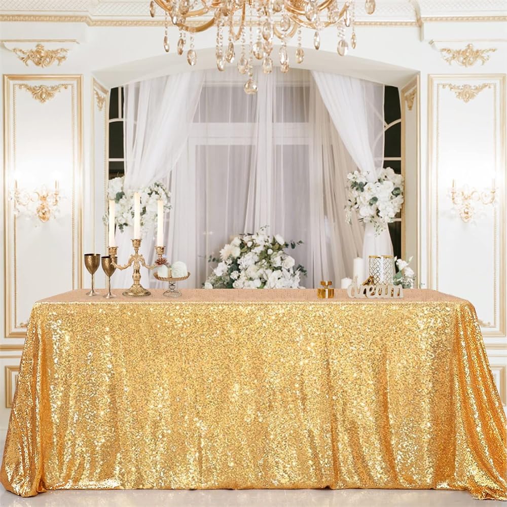 Gold Table Cloth Party Sequin Tablecloth for Birthday Christmas 150x255 cm