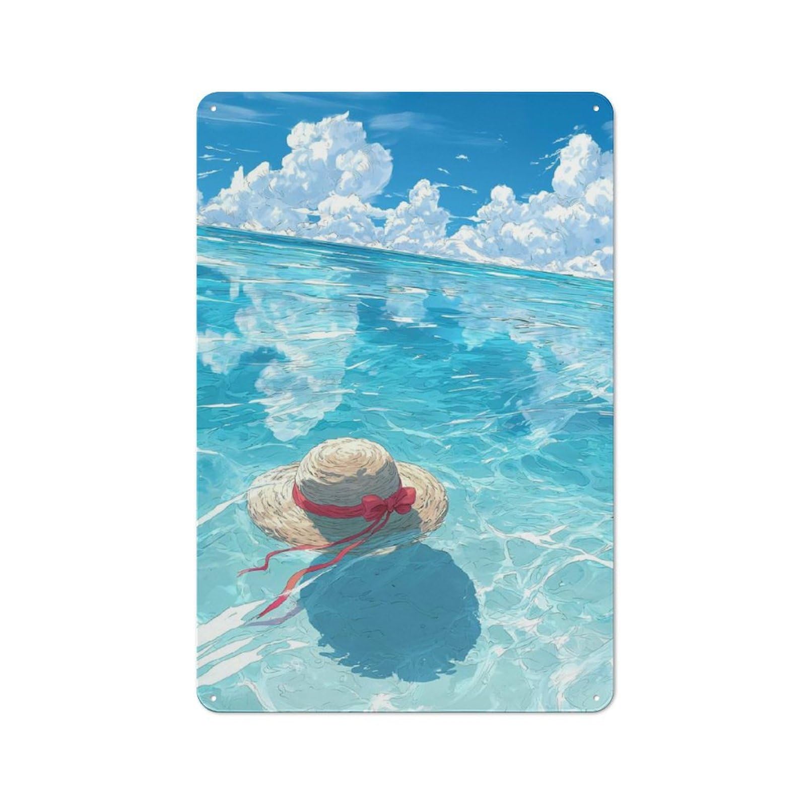 Tin Wall Plaque 30x20cm with Ocean Painting for Hobby Room Or Studio, for Updating Hobby Room And Studio after Moving