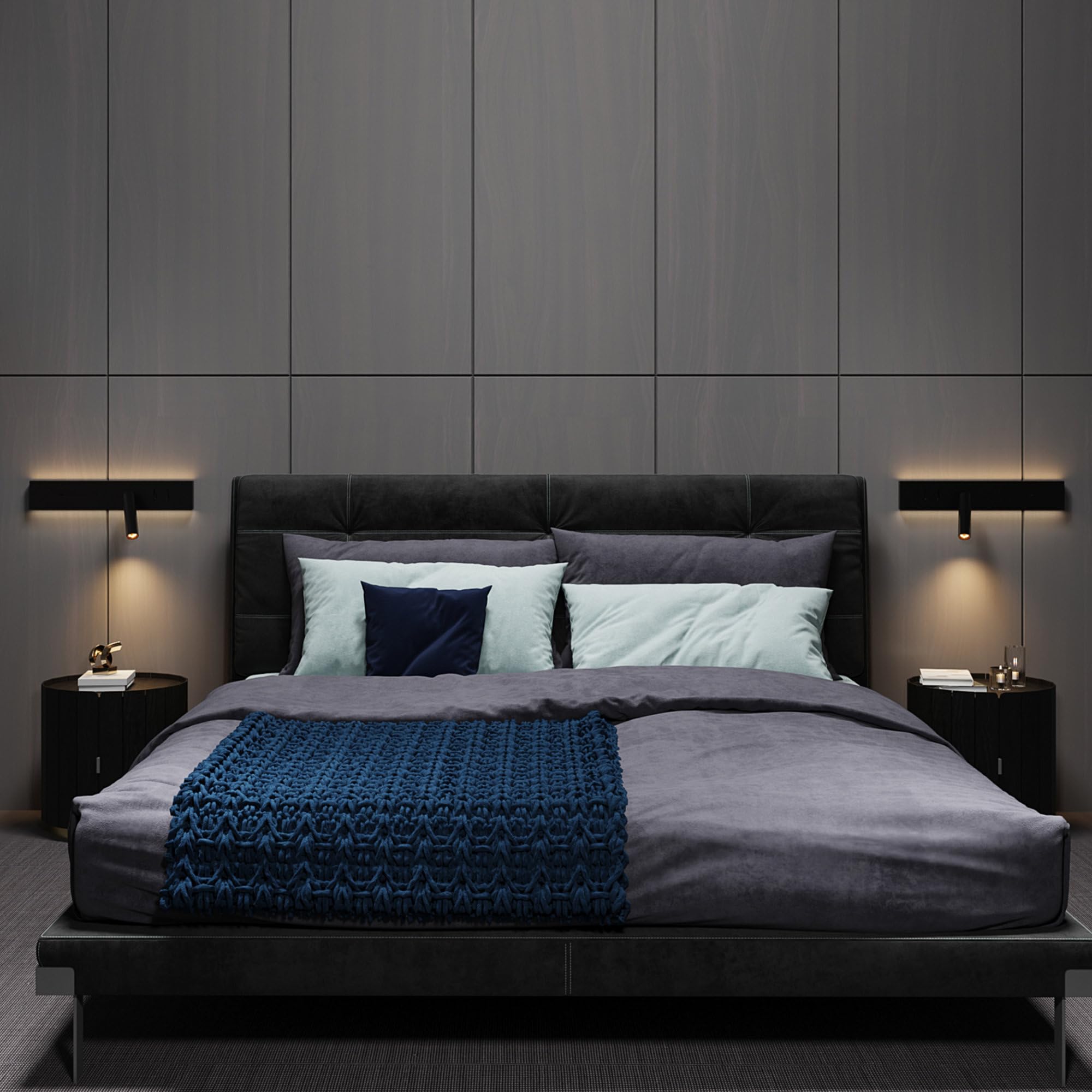 kalb I Avay luce da letto con USB-C, moderna applique LED, luce da lettura flessibile con opzione di ricarica, luce notturna per la camera da letto, a risparmio energetico (Lato sinistro)