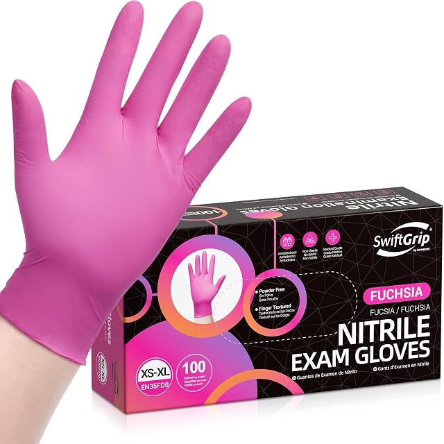 Powder-Free Nitrile Gloves 3-mil Disposable Nitrile Gloves Latex-Free Powder-Free - Pink Fuchsia