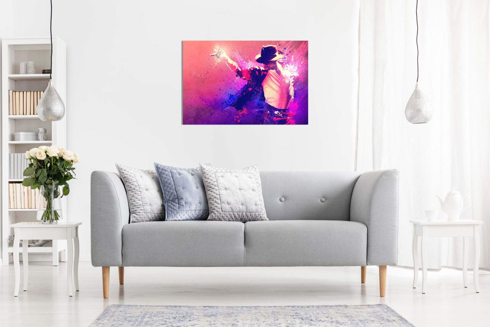 Panther Print Leinwandbild mit Michael Jackson-Motiv, Kunstdruck, tanzender Michael Jackson, farbig, A0 91x61cm (36x24in)