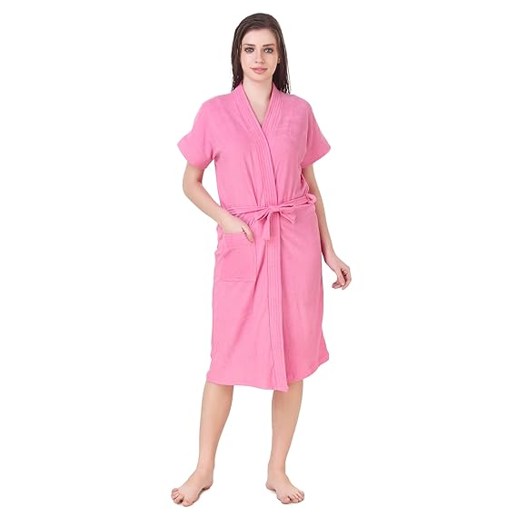 BOMBSHELL Soft Terry Towel Cotton Plain Bathrobe For Womens