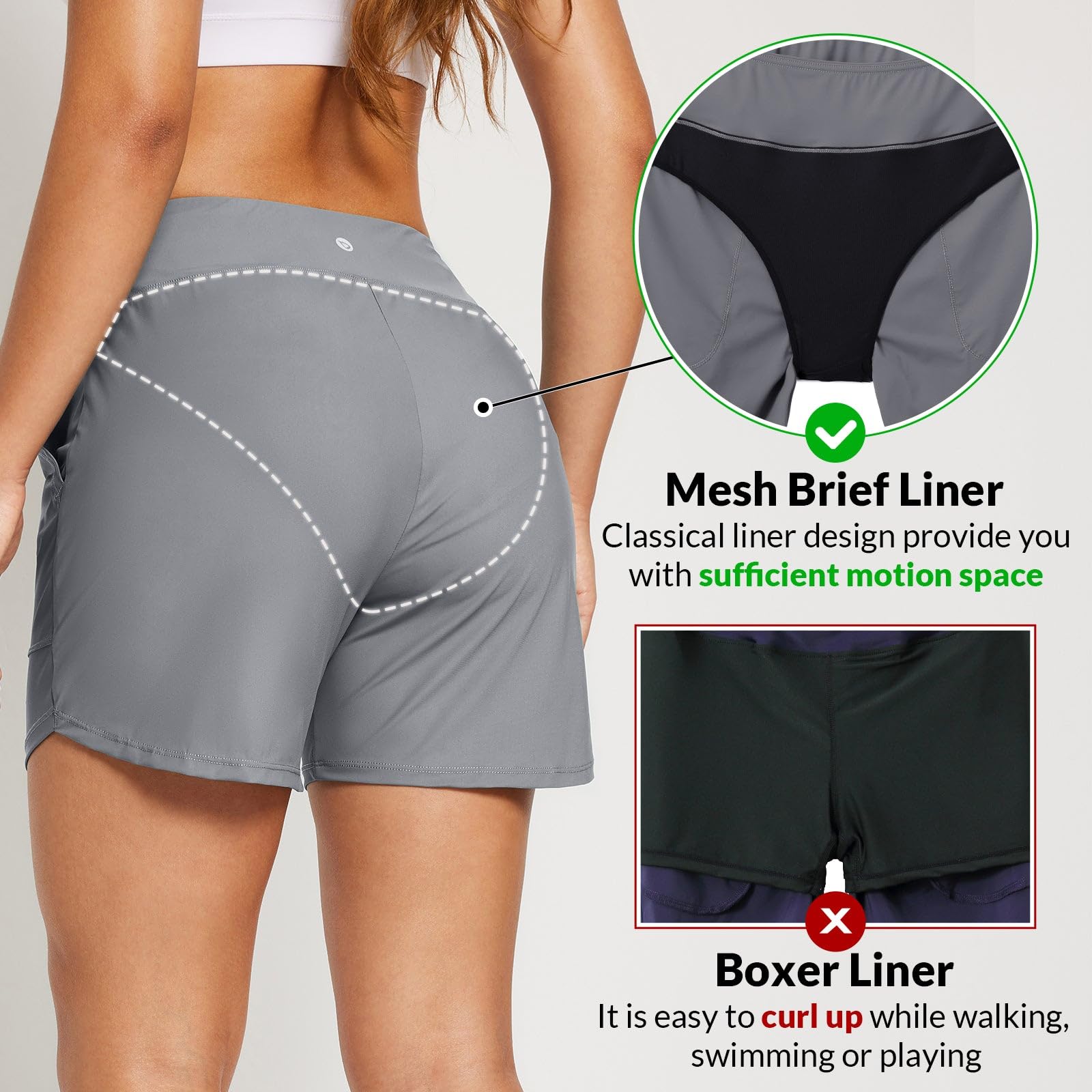 baleaf Pantaloncini da Bagno Donna con Fodera Costume da Nuoto Vita Alta Controllo della Pancia Costumi da Bagno Mare Tankini Shorts