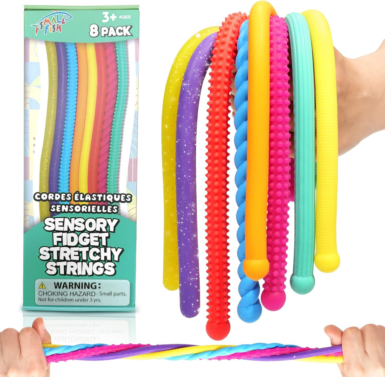 Fidget Sensory Toys for Autism Kids: 8 Pack Fidget Stretchy String - Anxiety Relief Classroom Fidget Toys for Kids & Adults, Ideal as Birthday Party Favors, Classroom Rewards, Valentine Day Gift