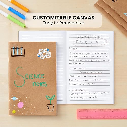 Miniatura 2 de Paquete de 24 diarios de papel kraft forrado, 48 páginas cada uno, cuadernos de papel A5 de 5.5 x 8.5 pulgadas a granel para estudiantes, escritura,