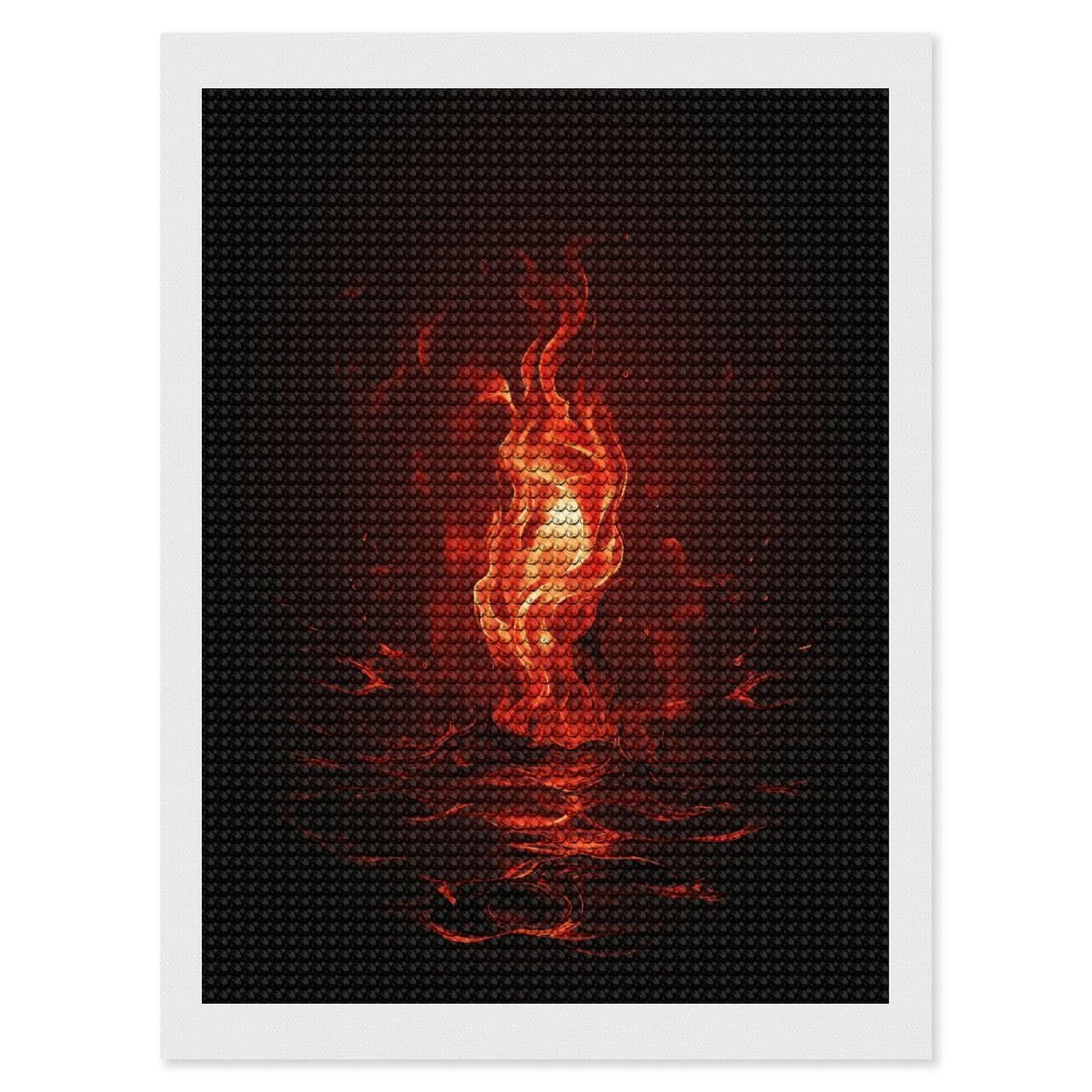 FekiLoot Red Flame Diamond Art Kits for Adults Diamond Painting Kits for Beginners DIY Diamond Art Kits Round Full Drill Diamond Dot Gem Painting for Home Wall Decor Gift 12"x16"