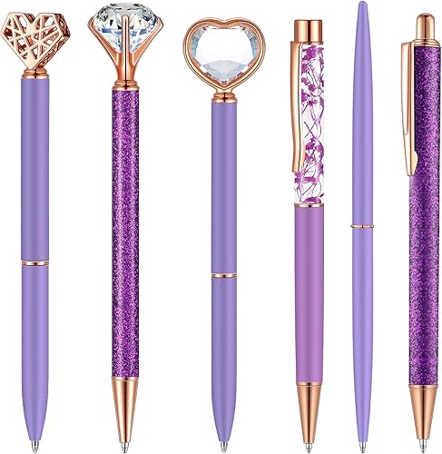 Miniatura 1 de El juego de 6 bolígrafos incluye bolígrafo de diamante de cristal bolígrafo de metal delgado de tinta negra bolígrafo de arena líquida bolígrafo