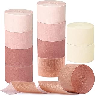 Crepe Paper Streamers, 10 Rolls 820ft Rose Gold Party Streamers Wedding Birthday Decorations Supplies Streamer for Wedding...