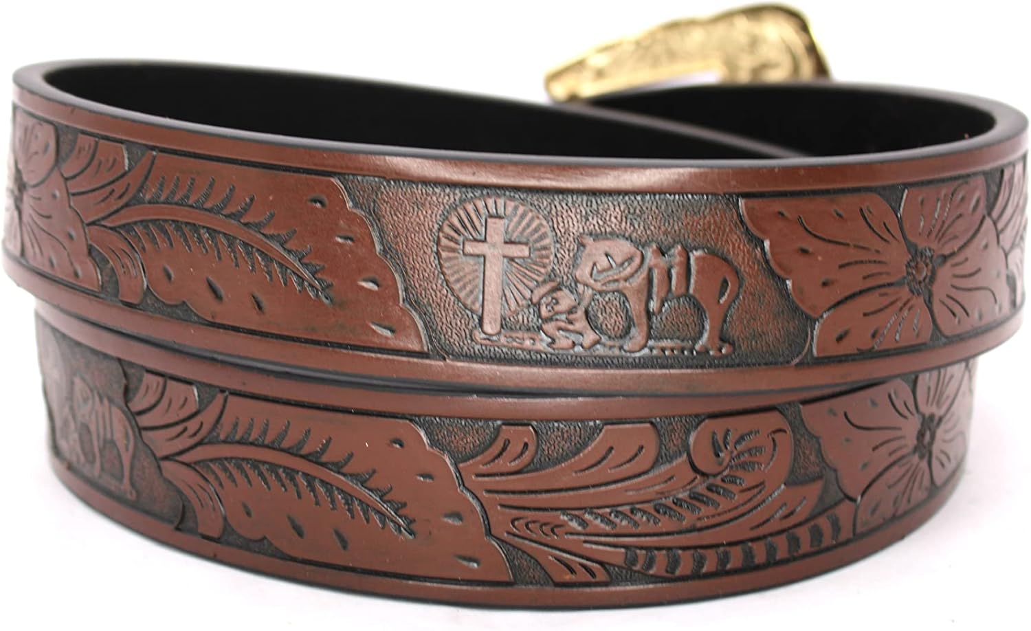 West Star Men Genuine Leather Tooled Embossed Real Leather Plain Belt Suit Casual Daily Everyday 8012 Prayer CF 2XL