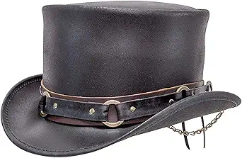 El Dorado Top Hat Genuine Leather for Men & Women - Vintage Steampunk Style