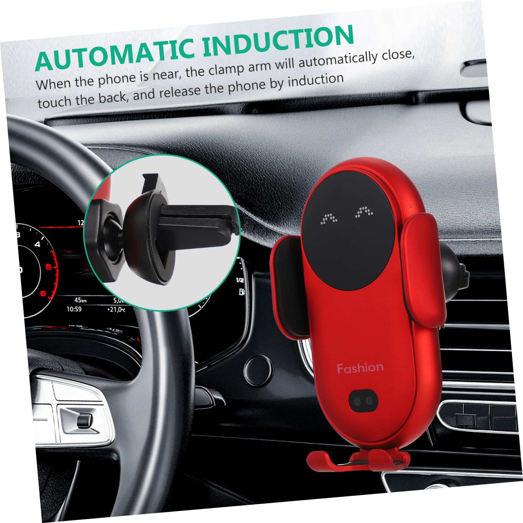 Soporte de Navegación para Teléfono Rejilla de Ventilación para Coche, Cargador Inalámbrico 10w, Rotación 360 Grados y Compatibilidad para Conducir