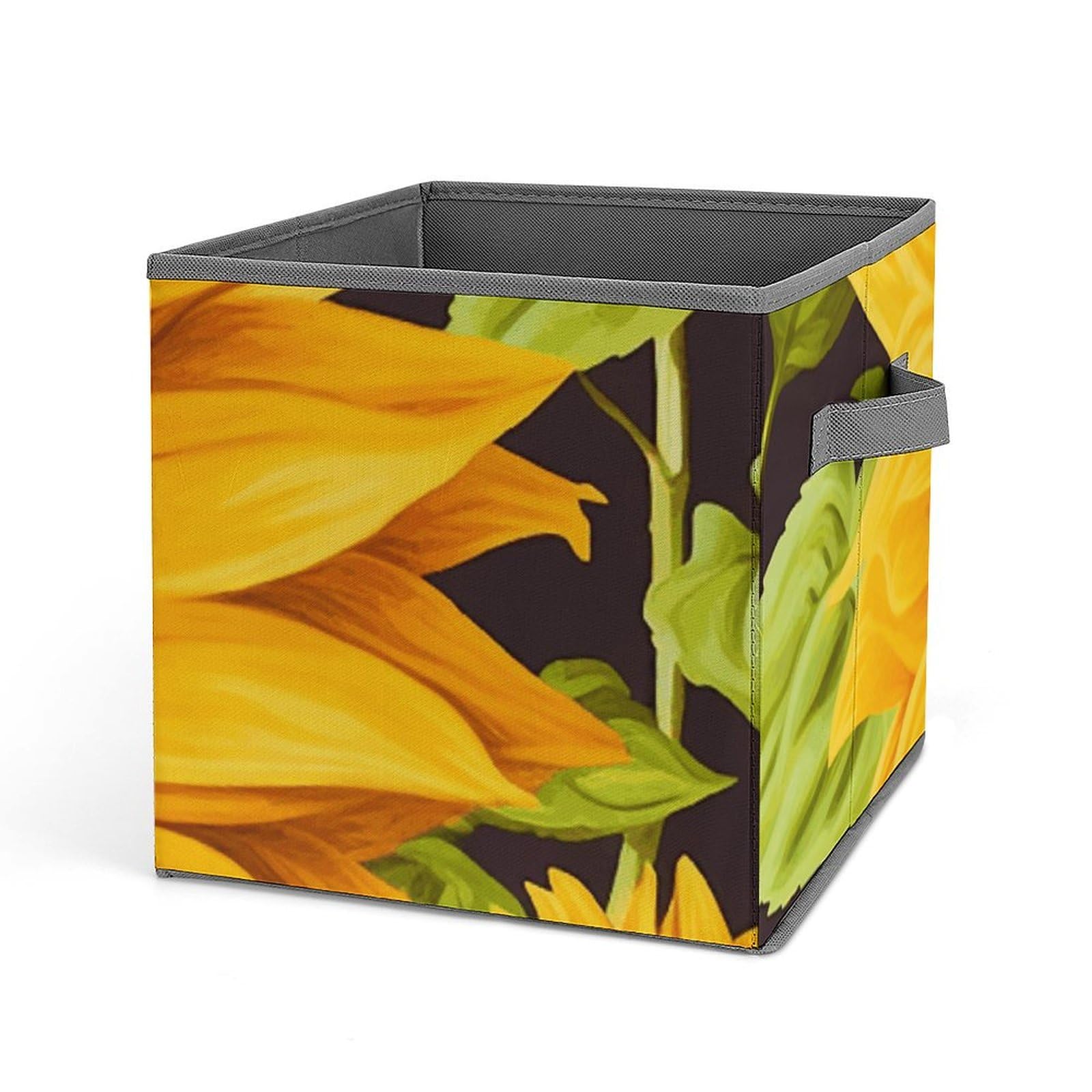 CSGJMYGS Collapsible Storage Bins with Dual Handles Fabric Storage Basket Foldable Cubes Organizer Baskets Beautiful Sunflower Storage Boxes for Organizing Clothing Cube Storage Organizer Bins