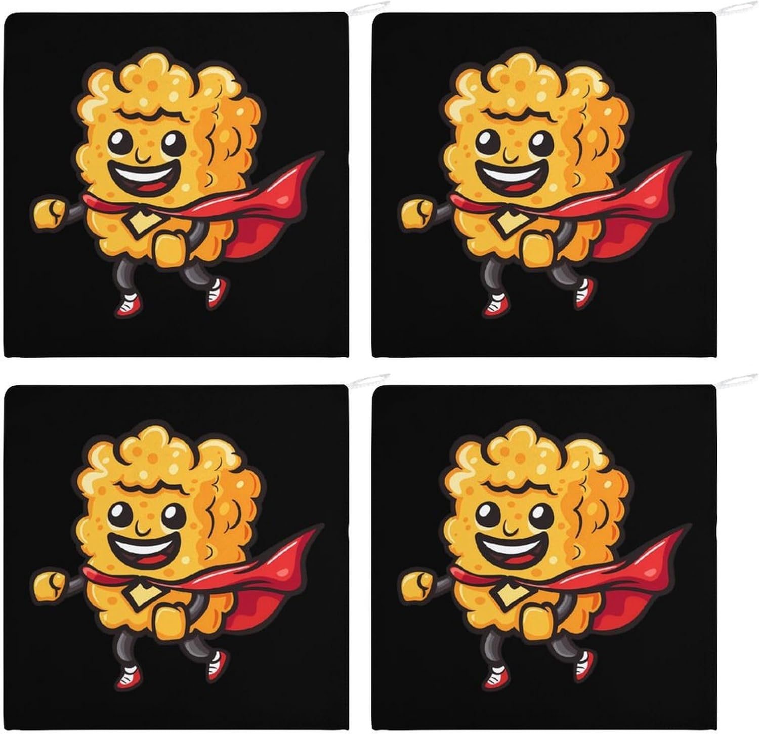 Super Hero Chicken Nuggets Hand Towels for Bathroom Kitchen Towels Small Towel Handkerchiefs with Hanging Loop 4PCS