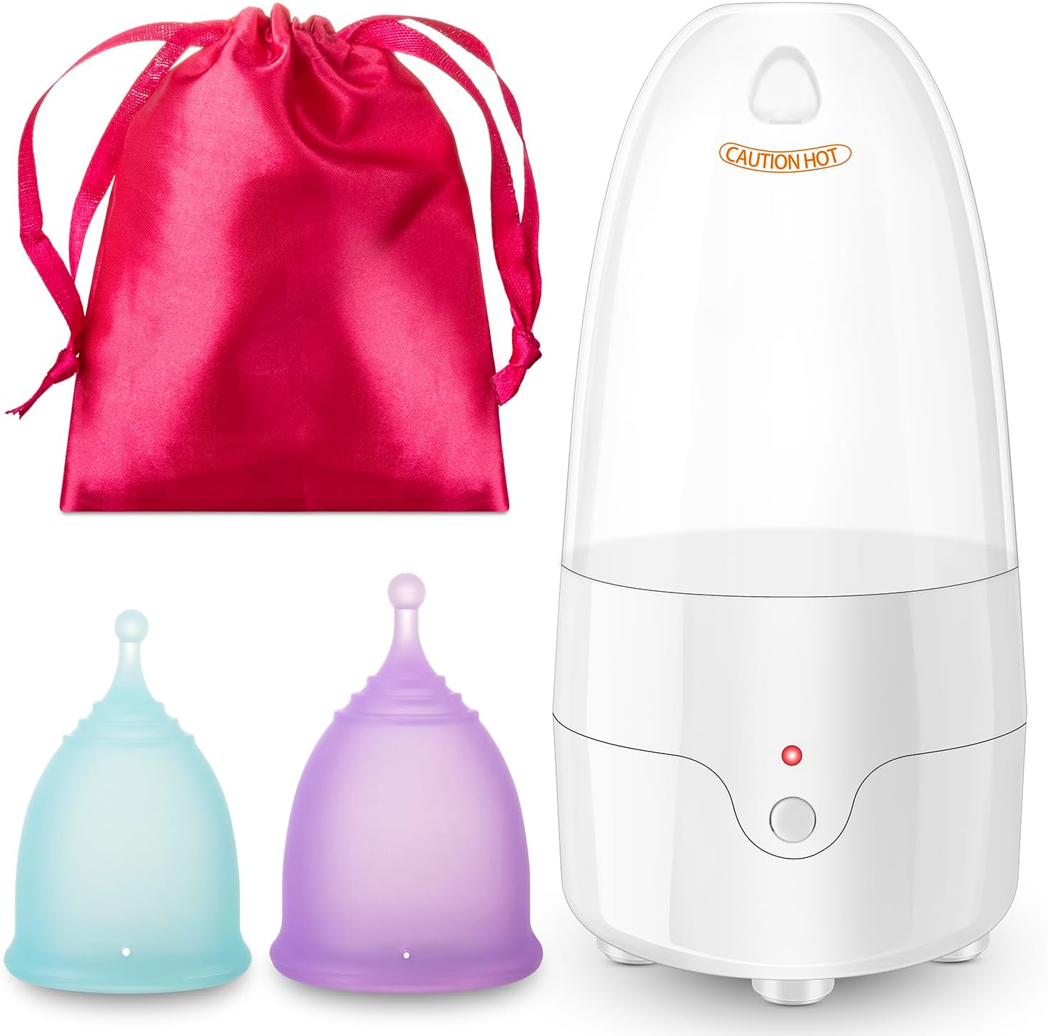 Menstrual Cup Steamer Sterilizer with 2 Reusable Menstrual Cups, Period Cups Cleaner Wash Kit
