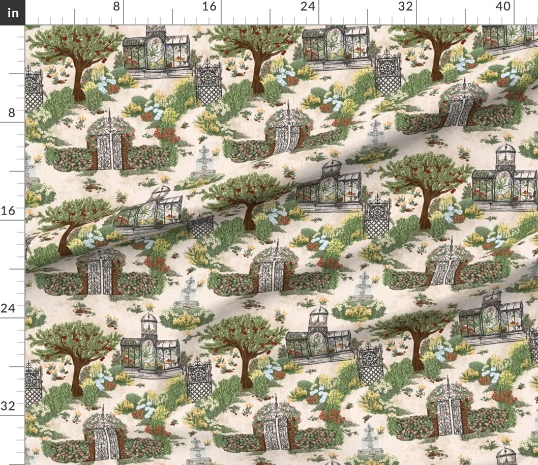 Spoonflower Fabric - Victorian Garden Cream Vintage Floral Nature Printed on Petal Signature Cotton Fabric Fat Quarter - Sewing Quilting Apparel Crafts Decor