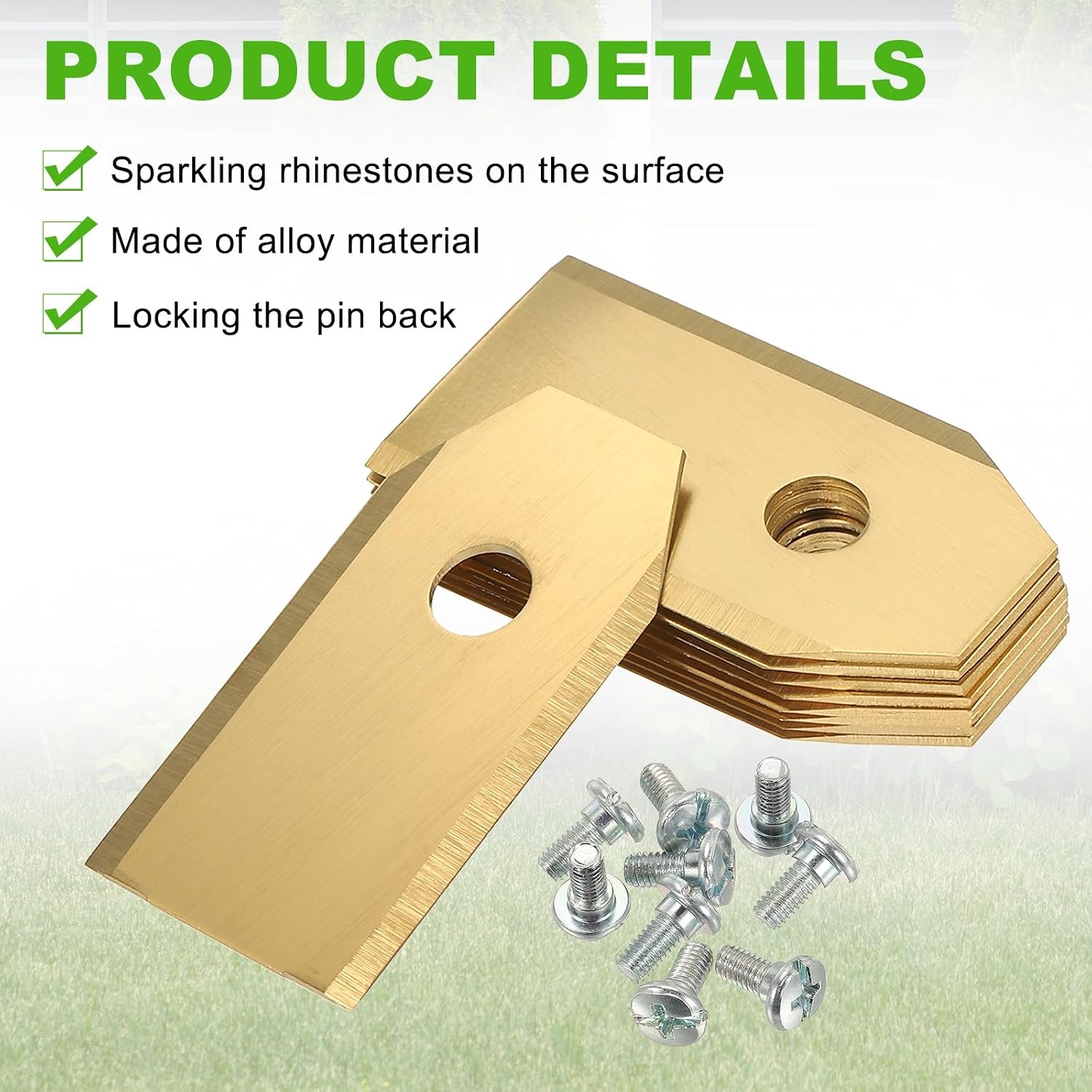 HARFINGTON 18pcs Single Hole Lawn Mower Blades 1.4" Mower (0.75 MM) Gold image 3