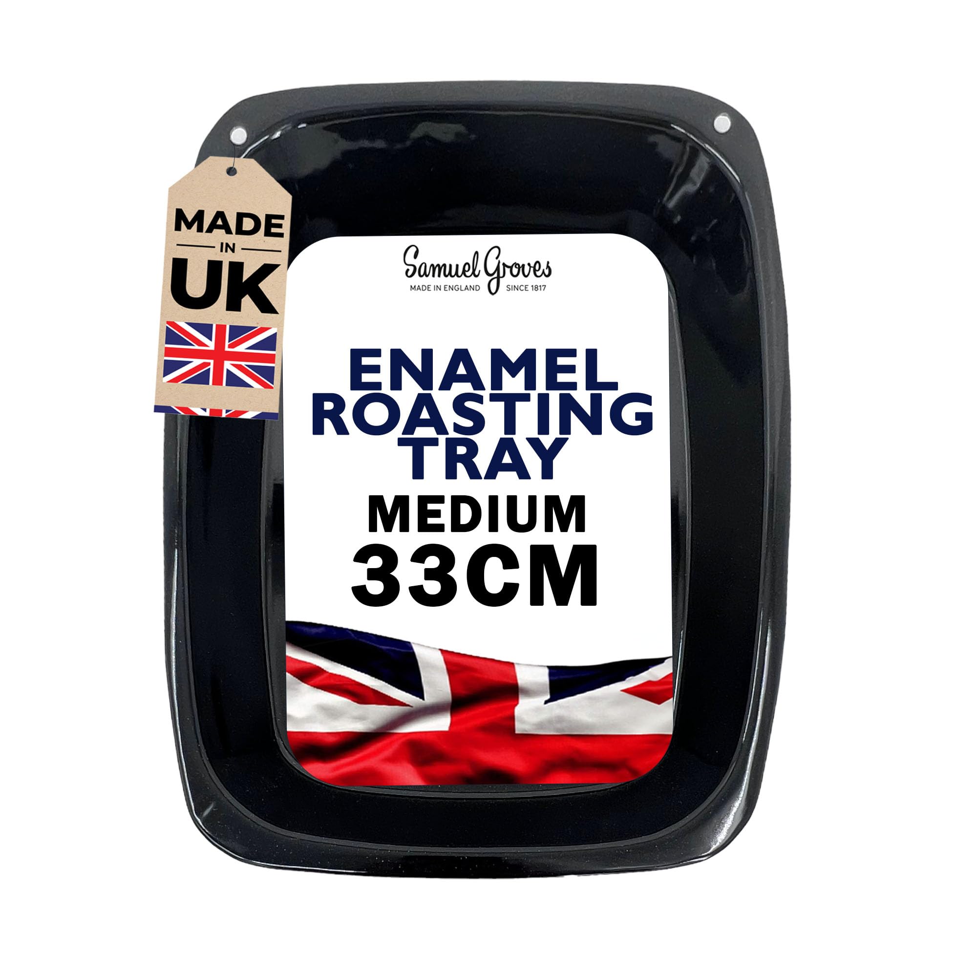 Great British Bakeware 33cm Vitreous Enamel Baking Tray Oven & Roasting Tray, Heavy Duty Vitreous Enamel Bakeware