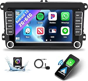 SIXWIN 2 64G Android 13 car radio for Nissan Qashqai J10 2006-2016 with Carplay/Android Auto/Mirrorlink, 9 inch capacitive touch screen supports WiFi/GPS/FM
