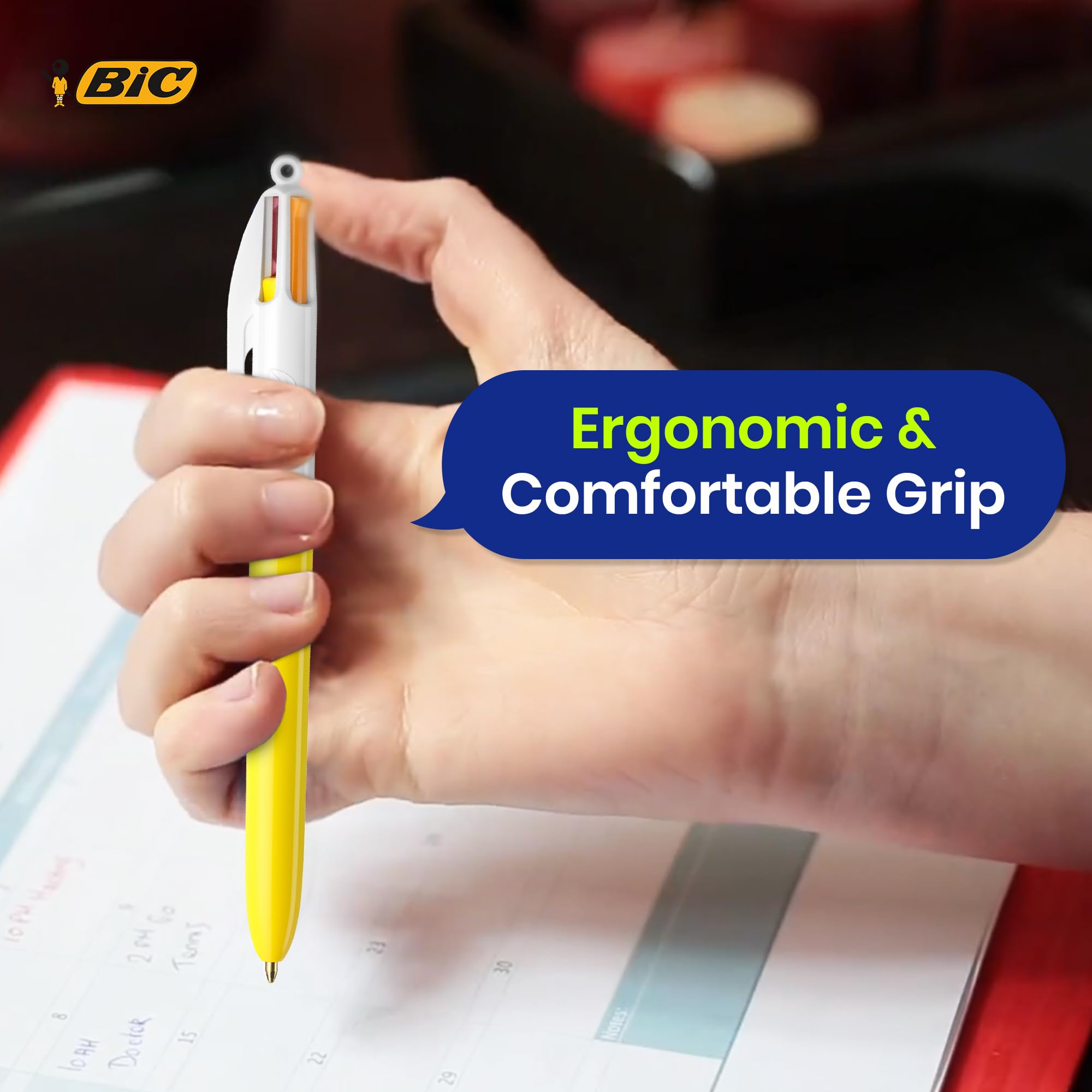 BIC 4-kleuren zonnen pennen Pack van 6 Multi Pen intrekbare gele zon BIC 4-kleuren zonnen pennen Pack van 6 Multi Pen intrekbare gele zon