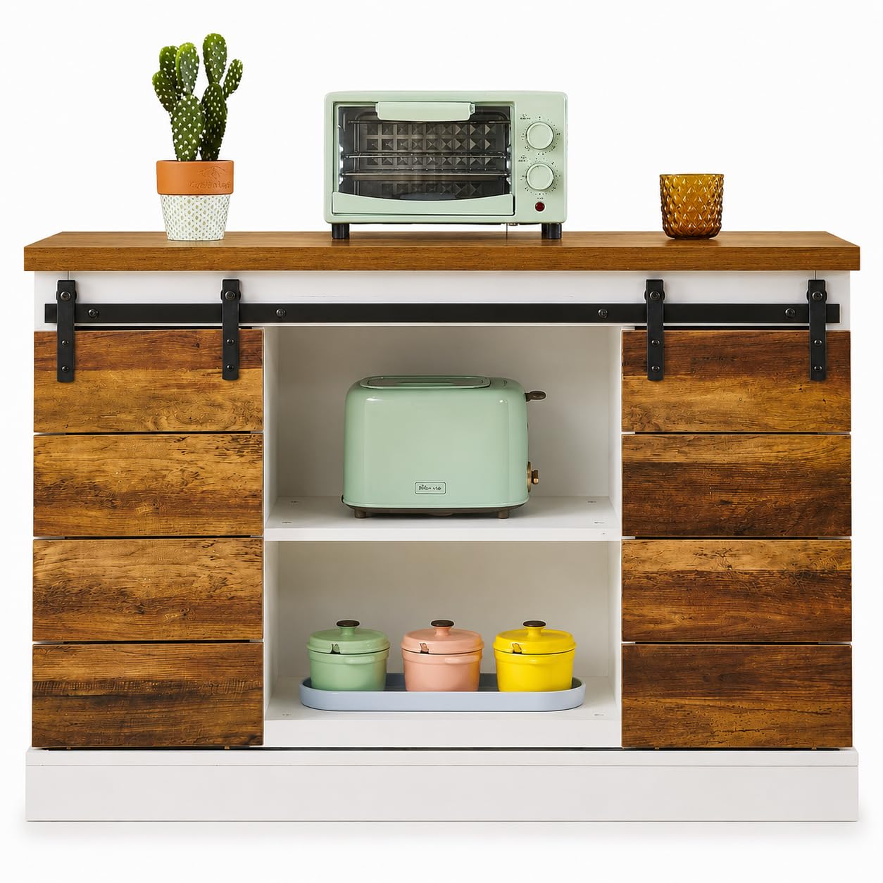 Warehouse Armario Buffet, Cocina Aparador Servidor con Puertas Corredizas Granja, Almacenamiento Aparador Mesa Consola para Comedor Sala de Estar Pasillo Entrada - 39.5x105x70