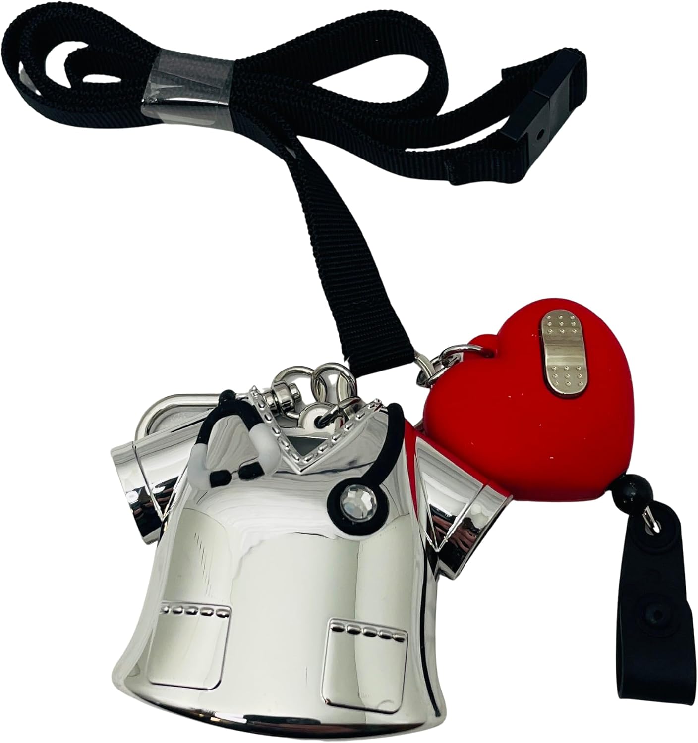 Bath and Body Works Silver, Red and Black Nurse Appreciation Lanyard with Key Ring Pocketbac Hand Sanitzer Holder