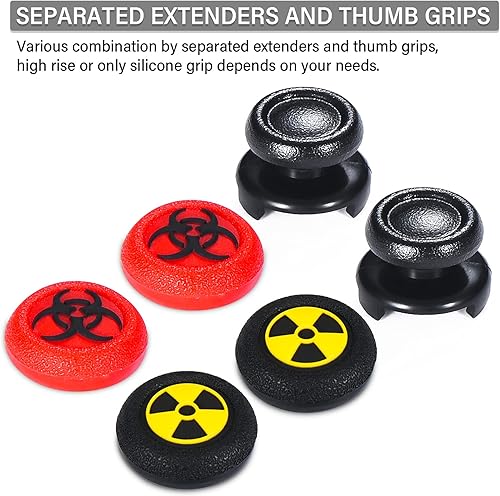 Miniatura 3 de 2 extensores de palanca de pulgar FPS y 4 fundas de agarre de silicona de goma para impresión para Xbox Series XS y Xbox One (negro de radiación y