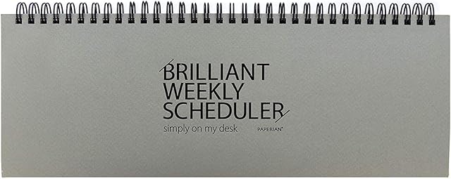 PAPERIAN Brilliant Weekly Scheduler - Wirebound Undated Weekly Planner Pad Scheduler (Gray)