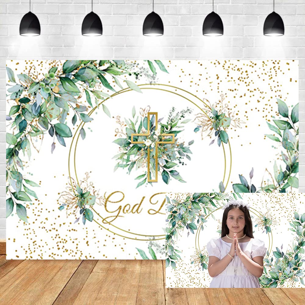 Hintergrund „Gott Segen“ – Für Taufe, Erstkommunion & Babyparty, 2,1x1,5 M, Mit Engeln & Sternen, Vinyl