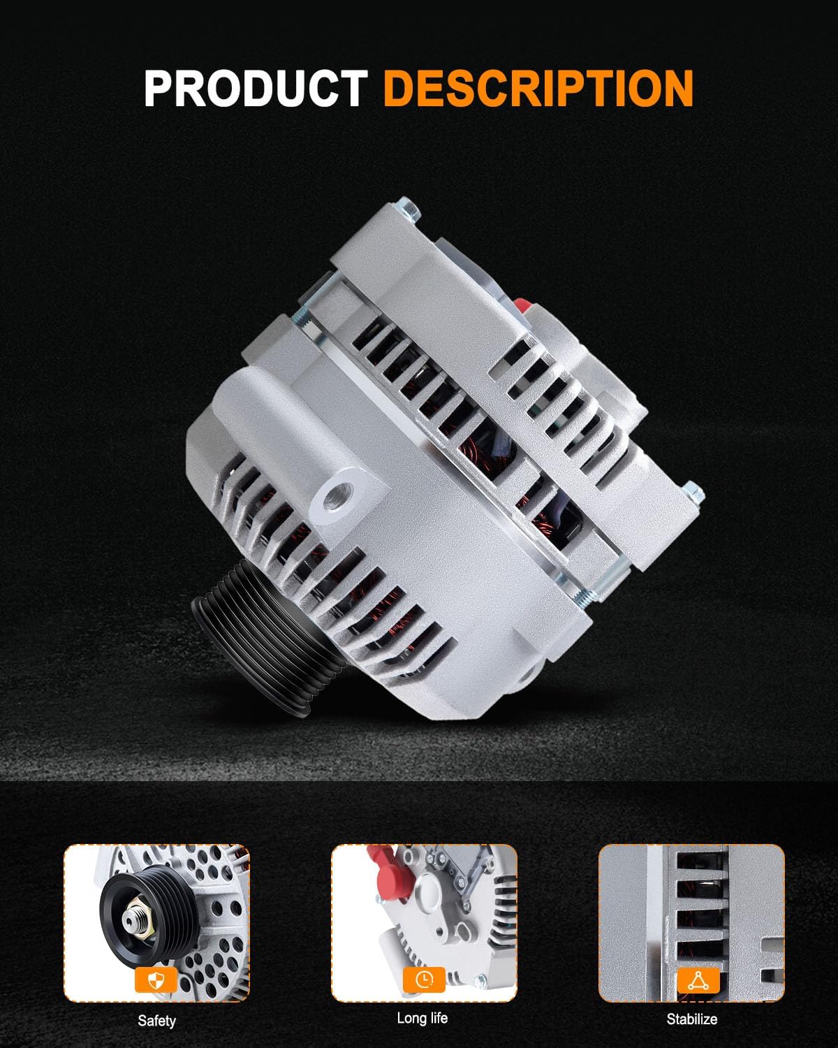 New Alternator Fit for 2004-2008 for Ford Explorer 4.0L 2004-2009 for Ford Ranger 4.0L, Replace OE 8519
