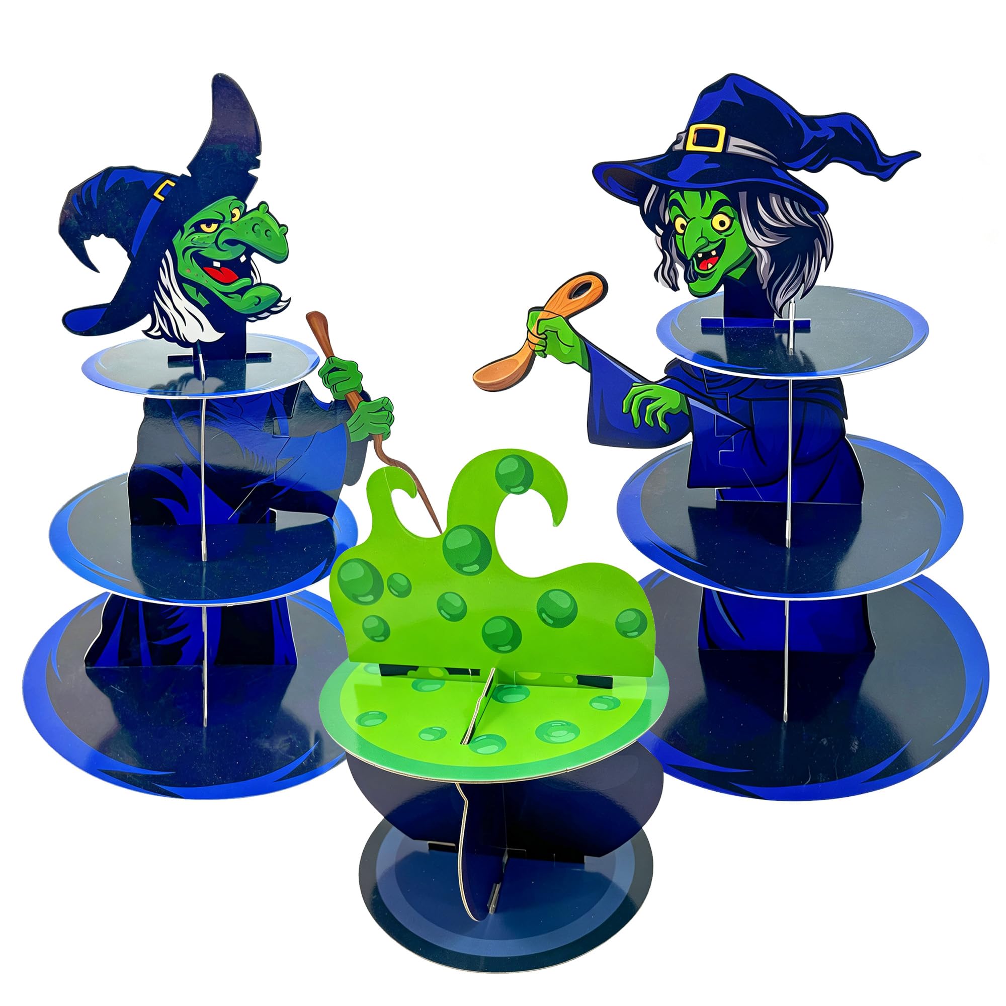 3-Tier Halloween Cupcake Stand,3 Pack Magic Potion Set Cardboard Cake Stand