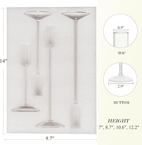 Miniatura 4 de Portavelas Willceka, Candelabro de Vidrio Cónico Alto, 4 Diferentes Alturas, para Centro de Mesa, Boda, Fiesta, Transparente, 4 piezas
