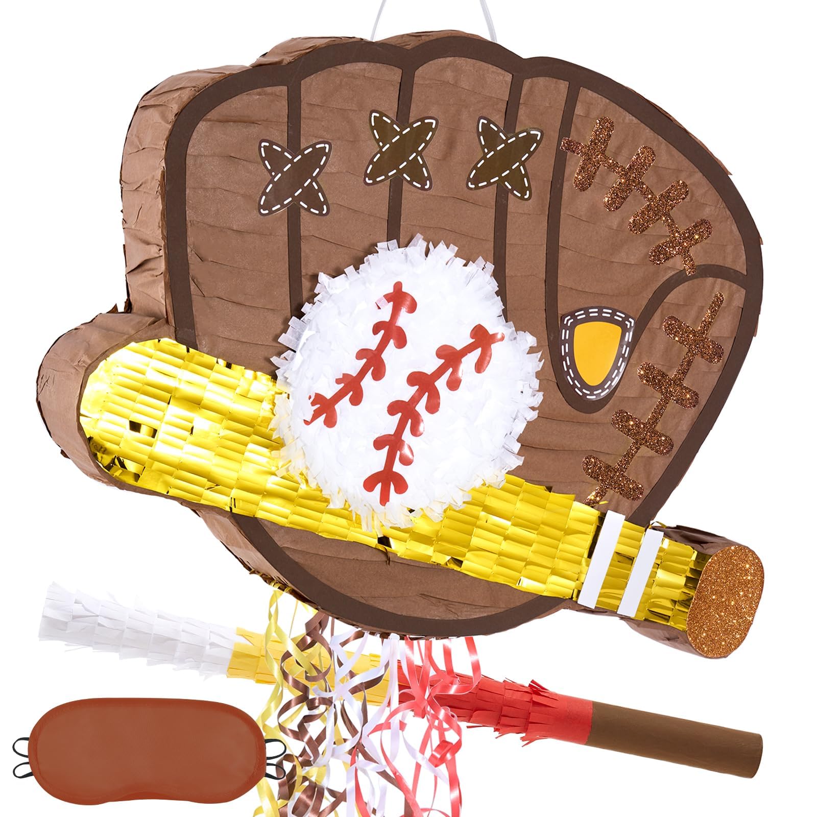 WERNNSAI Baseball Pinata Set - Baseball Pinata Set with Blindfold and Bat, Birthday Party Decorations for Boys and Kids, Baseball Gloves, Pinata Games — image 1