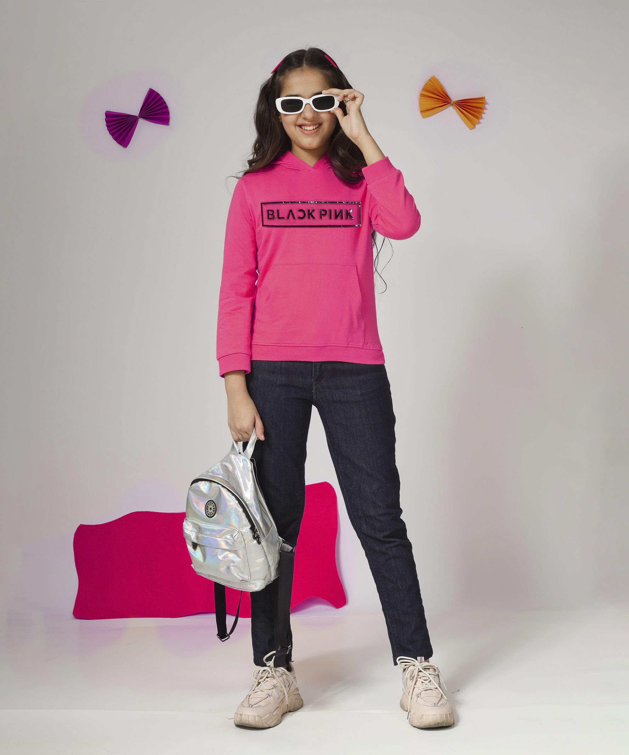 KYDA KIDS® Girls Cotton Hooded Neck Hoodies - Sweatshirt with Hoodies Full Sleeves Girls Winter Wear, Long Sleeve Sweatshirts for Girl - Regular Fit Pink 2
