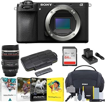 Sony Alpha 6700 APS-C Interchangeable Lens Hybrid Mirrorless Camera Body, High-Performance Photography for Enthusiasts Bundle with Editing Software, SD Card, Camera Bag, Mug and Accessories 8 Items